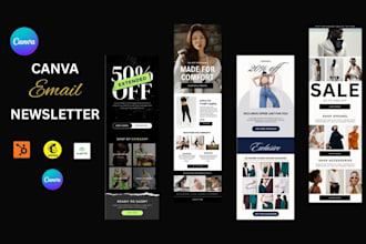 design and setup canva email newsletter in mailchimp klaviyo or hubspot