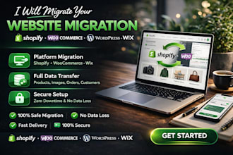 migrate shopify products, data, images, website pages  to wix or woocommerce