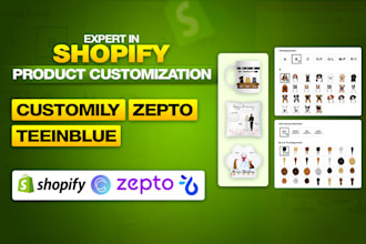 do shopify product personalization in customily zepto teeinblue