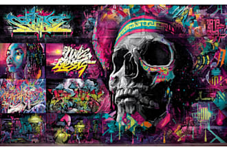create graffiti pop art canvas designs and murals