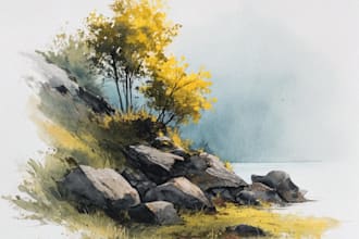 draw a watercolor landscape illustration