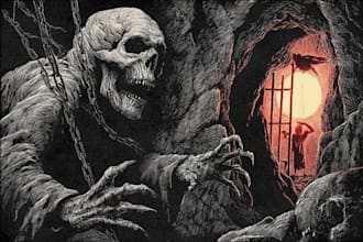 create a dark, horror, underground art illustration