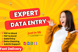do pdf to word, excel data entry and data cleaning with fast delivery