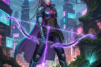 design cyberpunk and fantasy character splash art