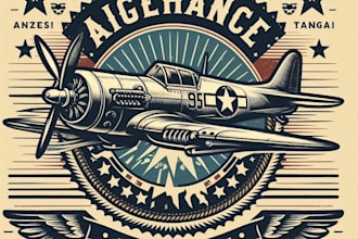 design high quality fighter aircraft vintage logo with t shirt design