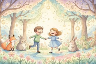 design your cute whimsical watercolor for enchanting children storybook