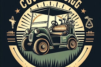 design high quality golf cart mascot logo with t shirt design