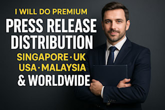 do premium press release distribution in singapore, UK, USA, malaysia  worldwide