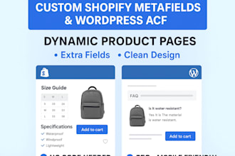 customize shopify metafields and wordpress advanced custom fields for product