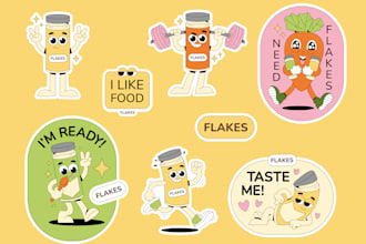 cute flat vector illustrations and sticker packs