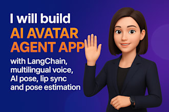 build ai avatar agent app with langchain, multilingual voice ai pose, lip sync