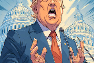 make a political caricature and cartoon art