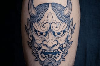 design a japanese hannya mask tattoo for you