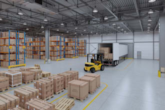 renovate warehouse interior,storage facilities,industrial building,3dsmax render