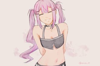 make vtuber or anime fanart in watercolor styles