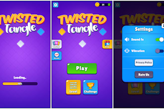 design modern game UI UX, hud, icons, and 2d game assets