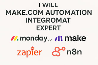 build make come automation integromat makecom expert, monday zapier n8n