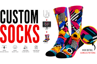 create custom socks design with print ready artwork