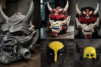 custom 3d mask print and paint, 3d cosplay mask helmet model 3d armor stl file