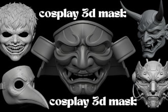 custom 3d mask printable mask halloween mask 3d cosplay mask face mask printing