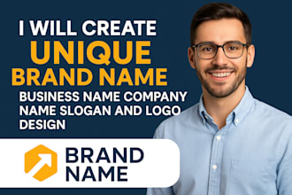 create unique brand name catchy business name, company name, slogan, logo design
