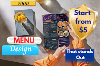 design a modern, professional restaurant food menu