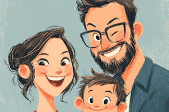 paint a family portrait into painting with oil painting