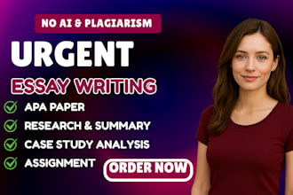 write urgent essay, case study analysis, research, assignment and apa paper