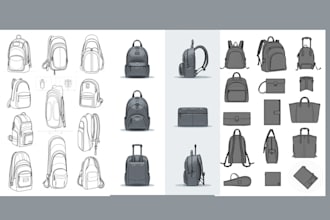 design backpack, luggage, handbag, wallet, bag tech pack, and sewing pattern