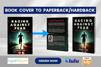 turn your ebook cover to hardback, print book for amazon KDP, lulu, ingramspark