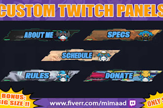 design custom special twitch panels buttons