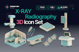 create 3d medical equipment icons for healthcare app and web