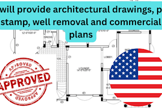 provide architectural drawings, pe stamp, well removal and commercial plans