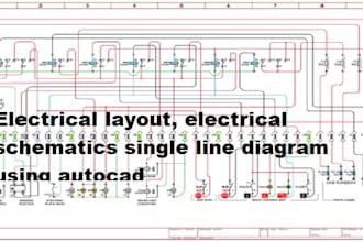 draw electrical layout, electrical schematics single line diagram using autocad