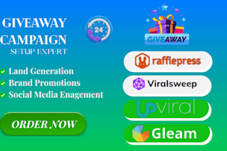 design and setup giveaway campaign gleam upviral, viralsweep rafflepress