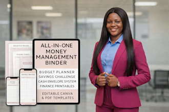 design editable all in one money management binder, budget planner and savings