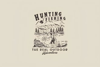 create vintage fishing and hunting outdoor t shirt and logo designs