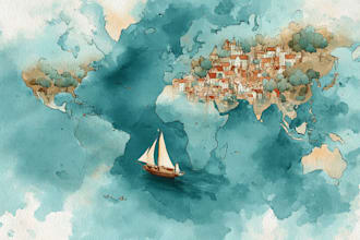 create dreamy map in watercolor style