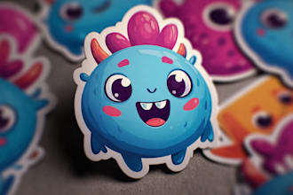 draw cute cartoon character, mascot, stickers