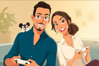 turn your portrait into a disney style cartoon illustration