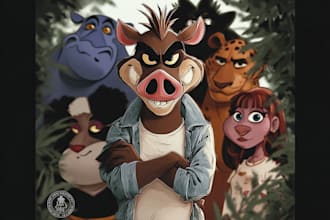draw custom animal cartoon illustration