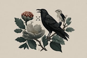 create vintage botanical, mystic, logo design illustration