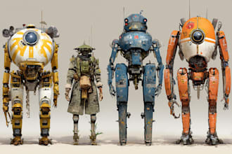 draw high quality robot, mecha concepts