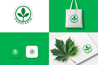 make eco friendly, green, natural, organic, agriculture logo