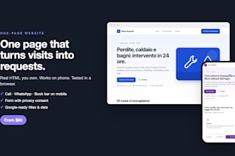 build a one page website in html for your offer