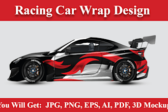 create professional racing car, sports car, itasha car wrap design