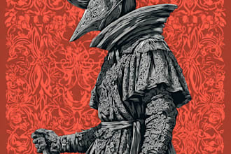 make custom portrait in linocut style