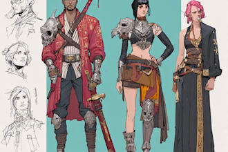 create concept art, character design and illustration