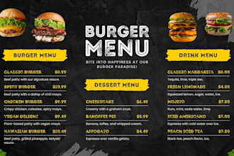 design food menu flyer poster instagram ads and digital menu