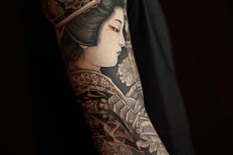 do awesome original japanese tattoo, irezumi tattoo design